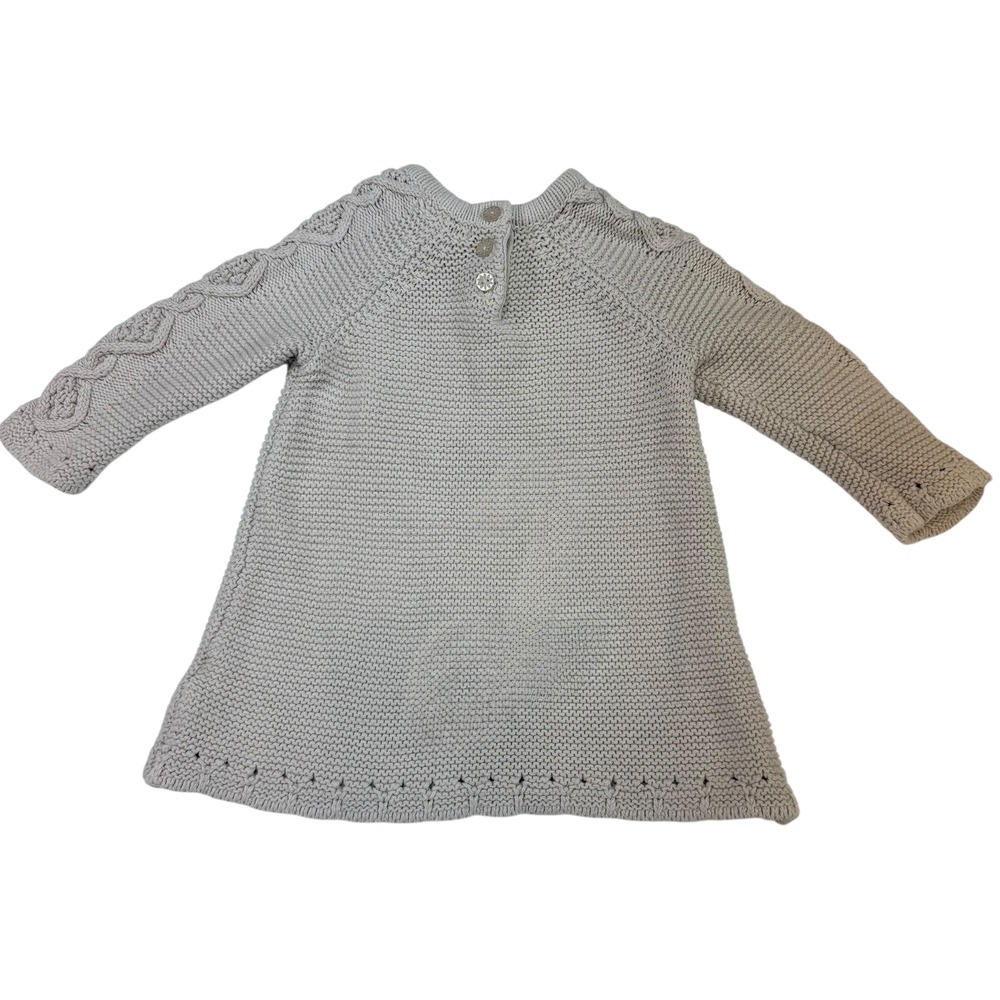 Cupcakes‎ & Cashmere Baby Cable Knit Dress 6-9M Bow Accent Beige - Picture 3 of 10